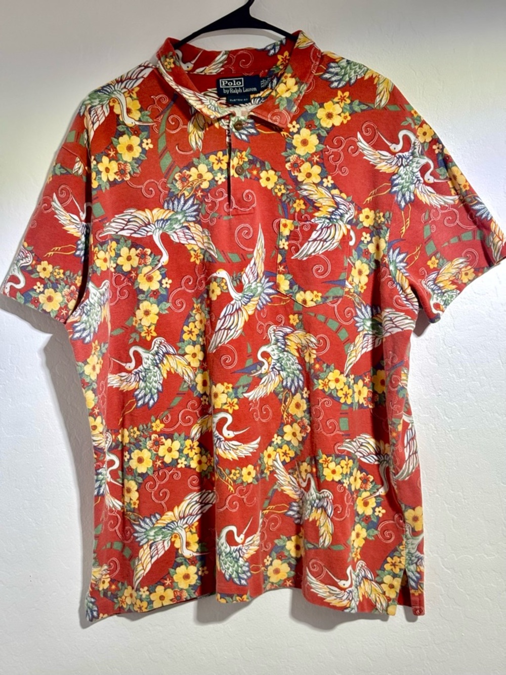 Ralph Lauren Orange Floral & Crane Short-Sleeve Button-Down Shirt - Picture 2 of 7